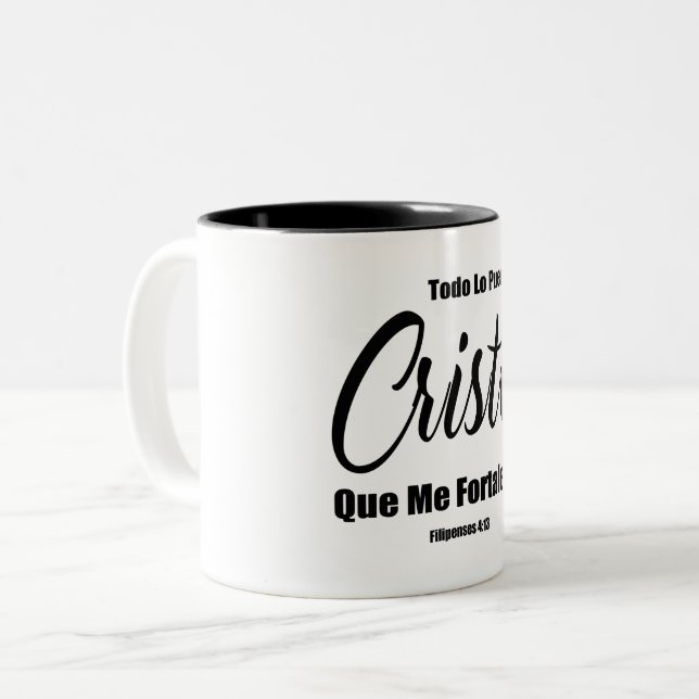 Todo Lo Puedo En Cristo Que Me Fortalece Two-Tone Coffee Mug (Front Left)