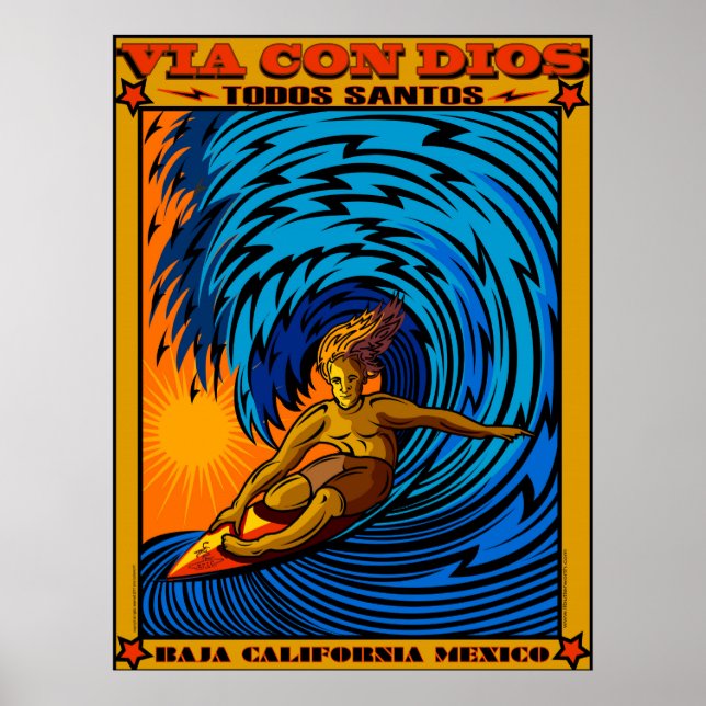 TODOS SANTOS SURFING BAJA MEXICO POSTER (Front)
