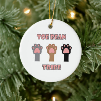 Toe Beans Funny Cat Paws Pink Letters Ceramic Tree Decoration