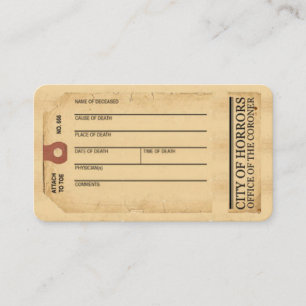 Toe Tag  business card