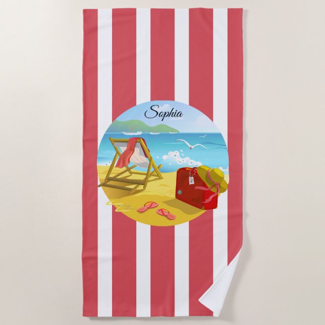 Toes in the Sand Vacation Beach Towel (Front)