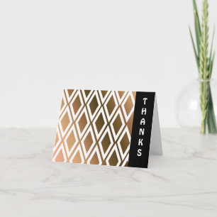 Toffee Brown and White Diamond Thank You Card