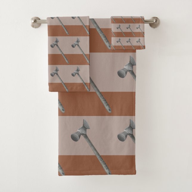 Toffee hammer illustration bath towel set (Insitu)