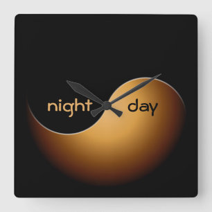toffee yin yang square wall clock