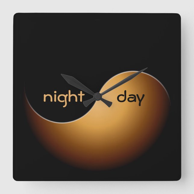 toffee yin yang square wall clock (Front)
