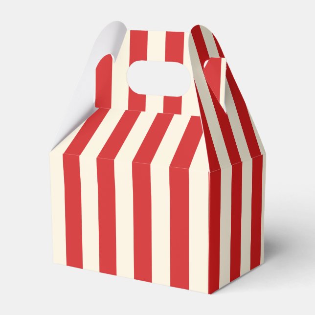 Tofu Cream Postbox Red Stripes Favour Box (Front Side)