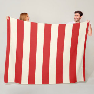 Tofu Cream Postbox Red Stripes Fleece Blanket