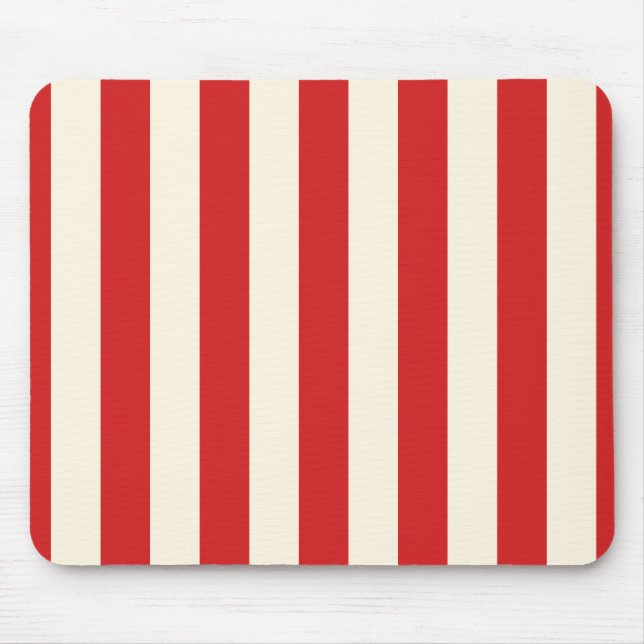 Tofu Cream Postbox Red Stripes Mouse Mat (Front)