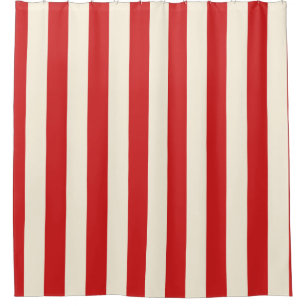 Tofu Cream Postbox Red Stripes Shower Curtain