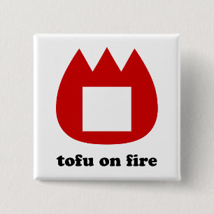 📛 tofu on fire 15 cm square badge