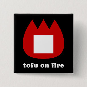 📛 tofu on fire 15 cm square badge