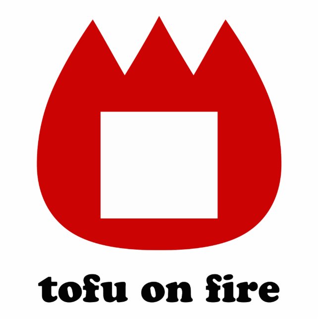 📛 tofu on fire standing photo sculpture (Front)