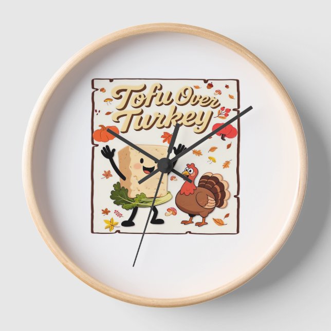 Tofu Over Turkey Classic T-Shirt Clock (Front)