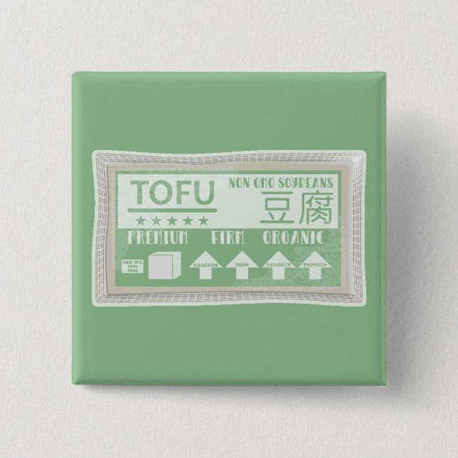 Tofu Pop art food packaging 15 Cm Square Badge (Front)