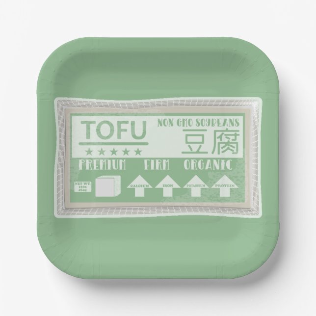 Tofu Vegan Vegetarian food Paper Plate (Front)