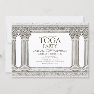 Toga Birthday Party Invitation with stone columns