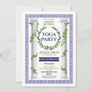 Toga Party Birthday Ivy Scroll Ancient Roman Photo Invitation