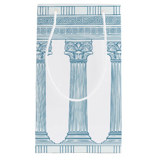 Toga party with Greek meander pattern and columns  Small Gift Bag (Front)