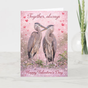 Together, Always – Romantic Heron Valentine’s Day Holiday Card