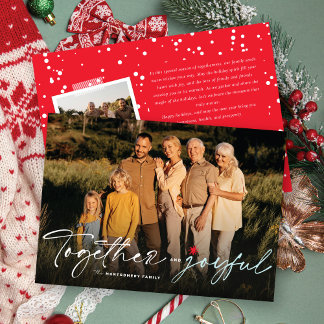 Together And Joyful Handwriting Typography Photo Holiday Card