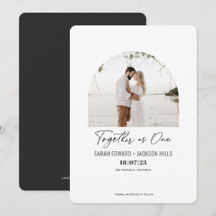 Together as one, Simple elegant modern arch photo Save The Date
