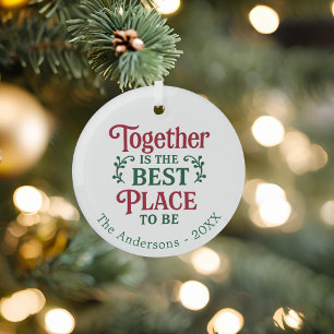 Together best place quote typography Christmas Glass Tree Decoration