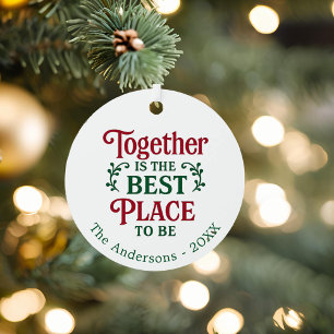 Together best place quote typography Christmas Metal Tree Decoration