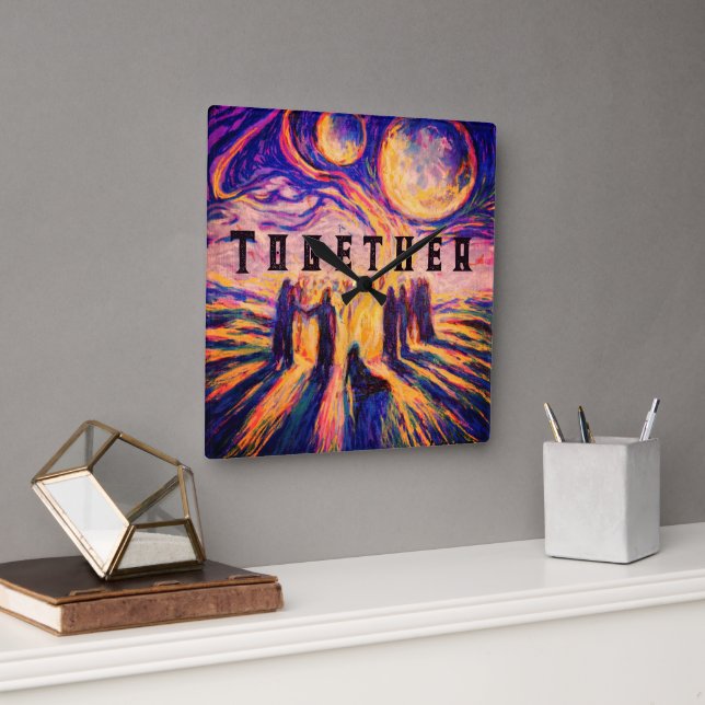 Together by the fire Mystical Square Wall Clock (Office)