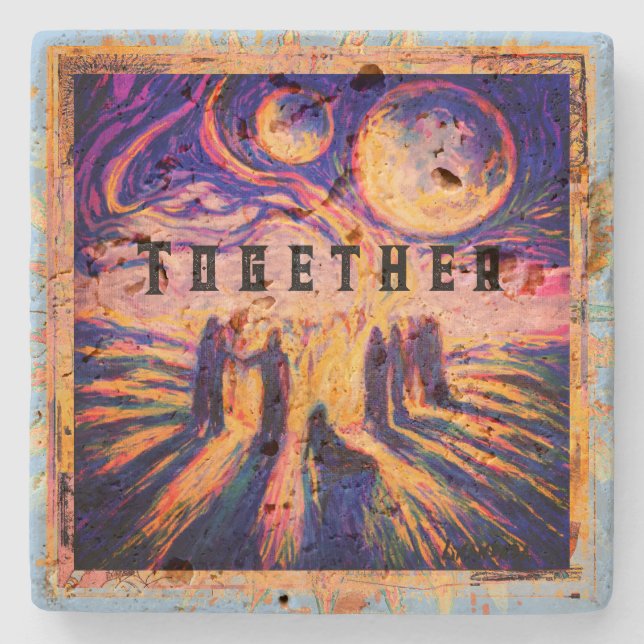 Together by the fire Mystical Stone Coaster (Front)
