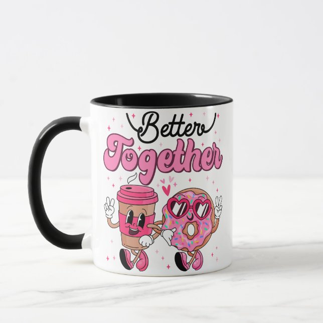 Together Coffee & Donut Valentine Design • Cute Ka Mug (Left)