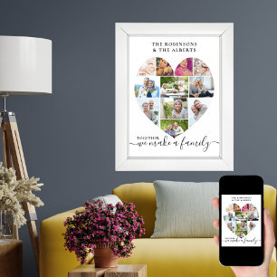 Together Custom Heart Shaped 11 Photo Collage Poster