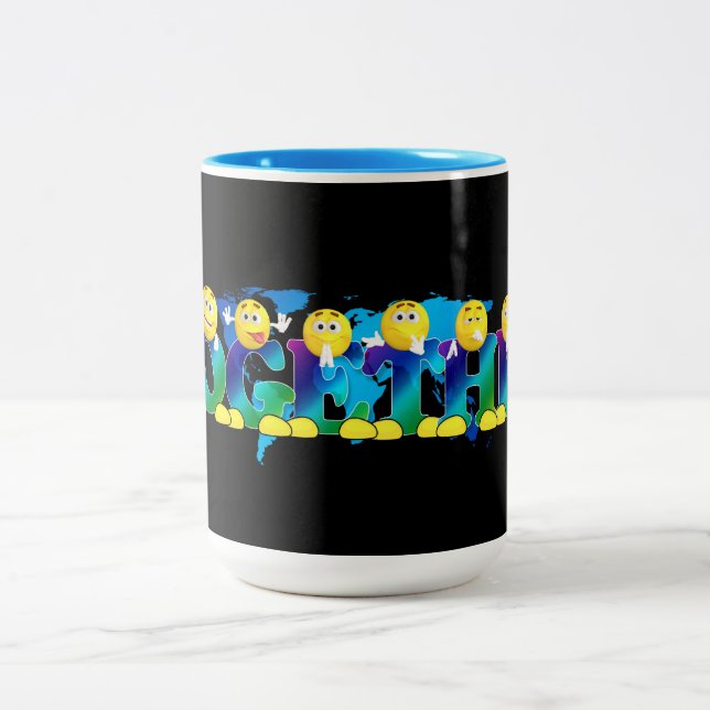 Together Emojis Two-Tone Coffee Mug (Center)