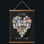Together Family Heart Shape 29 Photo Collage Black Hanging Tapestry<br><div class="desc">Custom photo display on large wall hanging lettered with "together we make a family", which is easy to edit if you would like different wording. The photo template displays your pictures in a heart shaped photo collage which holds 29 images. Your photos are displayed in a mix of square, landscape...</div>