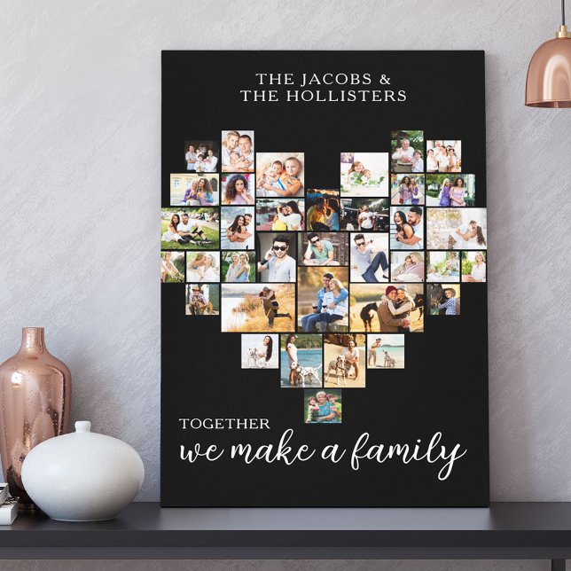 Together Family Heart Shaped 36 Photo Collage Canv Canvas Print (Creator Uploaded)