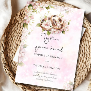 Together forever bound rings watercolor wedding invitation