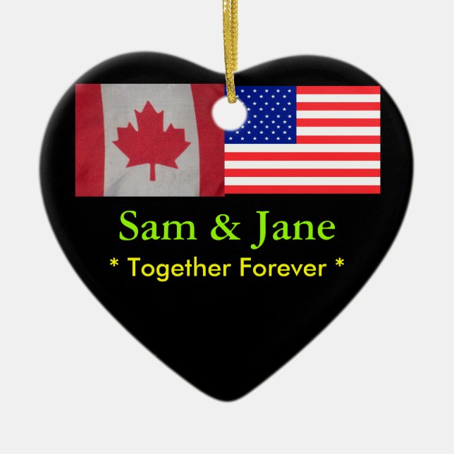 Together Forever Canada & USA Flag Ornament (Front)