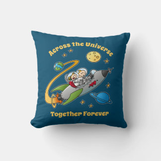 Together Forever Cosmic Love Journey Funny Cartoon Cushion