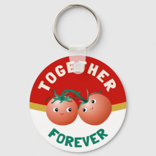 Together forever cute kawaii tomatoes love couple key ring