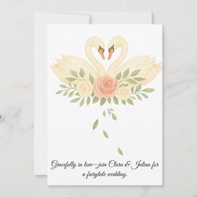 Together forever, like swans in love. invitation (Front)