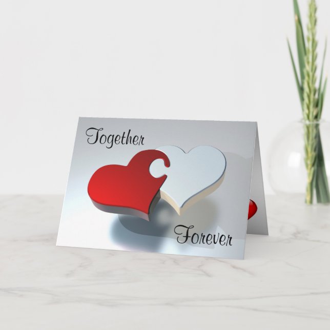 "Together Forever" Love Heart Puzzle Valentine Holiday Card (Front)