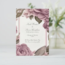 Together Forever Mauve Floral Wedding Invitation