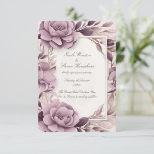 Together Forever Mauve Floral Wedding Invitation