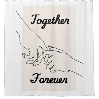 Together Forever Minimalist Line Art Shower Curtai Curtain