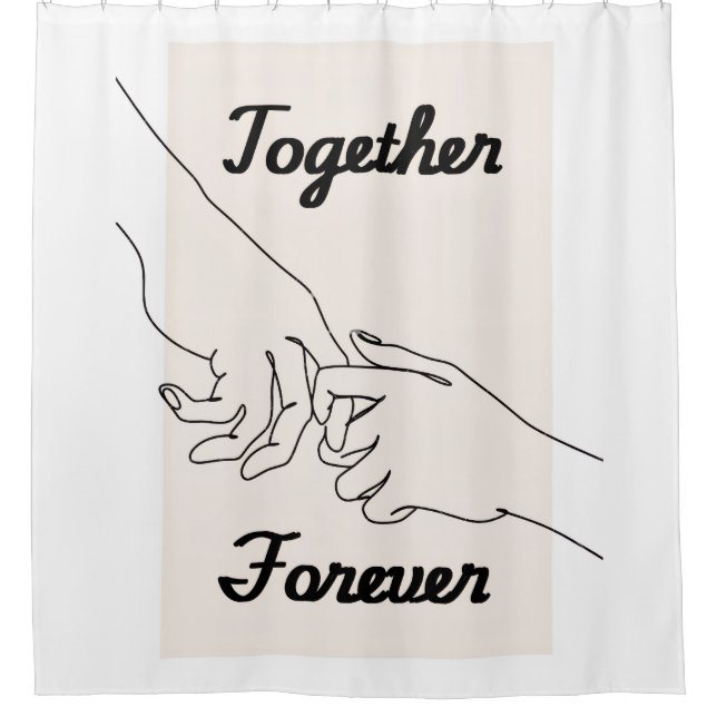Together Forever Minimalist Line Art Shower Curtai Curtain (Front)