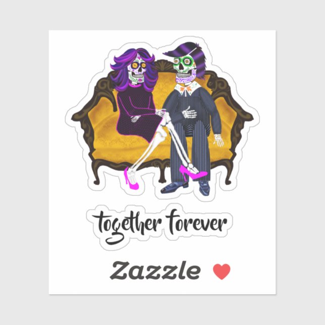Together Forever Modern Sugar Skulls Yellow Couch (Sheet)