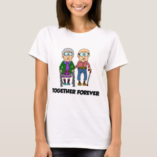 Together Forever Old Couple Funny Cartoon T-Shirt