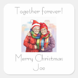 Together Forever Personalised Card   Square Sticker