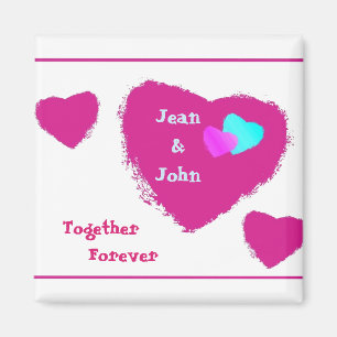 Together Forever Pink Hearts Magnet