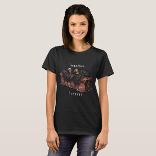 Together Forever Skulls and Coffin Black Halloween T-Shirt