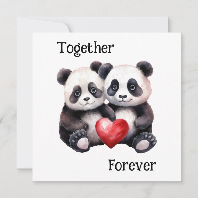 Together Froever Panda pair  Holiday Card (Front)